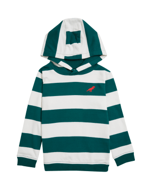 

Boys M&S Collection Cotton Rich Striped Hoodie (2 - 7 Yrs) - Petrol Green, Petrol Green