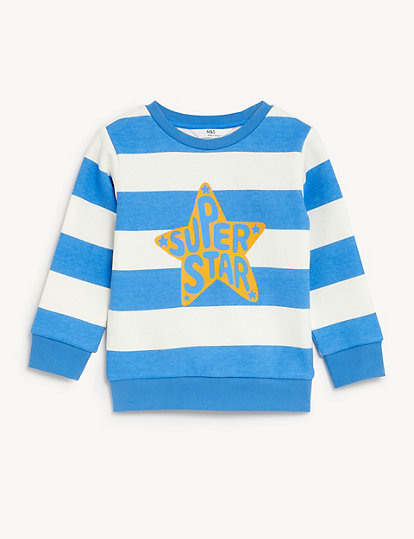 Cotton Rich Striped Star Sweatshirt
