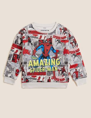 M&S Boys Cotton Rich Spider-Man  Sweatshirt (2-7 Yrs)
