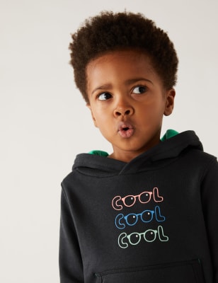 

Boys M&S Collection Cotton Rich Cool Slogan Hoodie (2 - 8 Yrs) - Dark Graphite, Dark Graphite