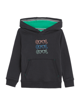 

Boys M&S Collection Cotton Rich Cool Slogan Hoodie (2 - 8 Yrs) - Dark Graphite, Dark Graphite