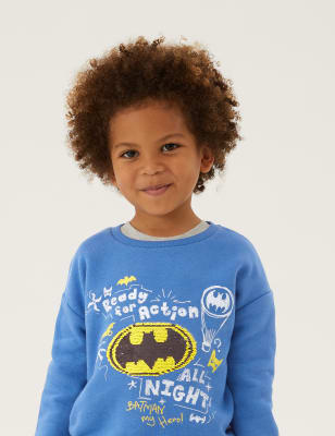

M&S Collection Sudadera de algodón de Batman™ con lentejuelas (2-7 años) - Blue, Blue