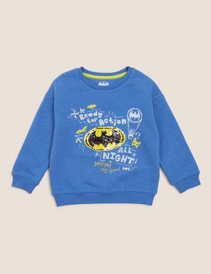 M&S Boys Cotton-Rich Sequin Batman  Sweatshirt (2-7 Yrs)