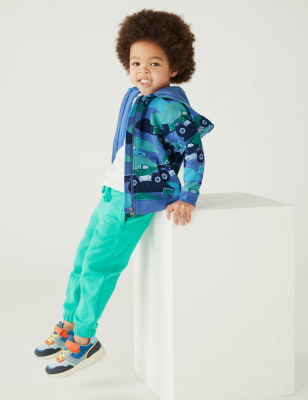 

M&S Collection Sudadera con capucha de algodón con cremallera y diseño de camiones (2-8 años) - Blue Mix, Blue Mix