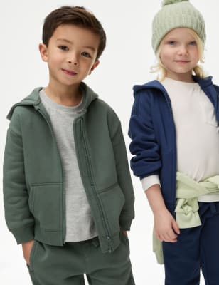 

Boys M&S Collection Cotton Rich Zip Hoodie (2-8 Yrs) - Dark Sage, Dark Sage