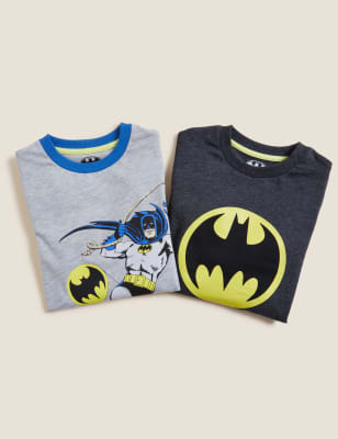 M&S Boys 2pk Cotton Rich Batman  Tops (2-7 Yrs)