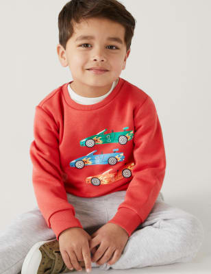 

M&S Collection Sweatshirt mit hohem Baumwollanteil und Automotiv (2-8 Jahre) - Red, Red