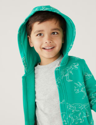 

M&S Collection Reißverschluss-Hoodie mit hohem Baumwollanteil und Dinosauriermotiv (2-8 J.) - Green, Green
