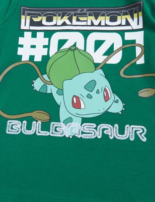 M&S Boys Pure Cotton Pokemon  Bulbasaur Top (2-7 Yrs)