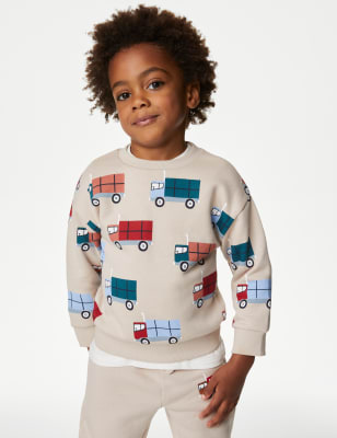 Cotton Rich Truck Sweatshirt (2-8 Yrs) | M&S US