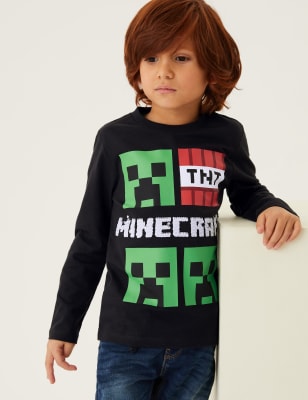 

M&S Collection Top con lentejuelas reversibles de Minecraft™ 100% algodón (2-7 años) - Black, Black