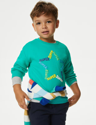 

Boys M&S Collection Cotton Rich Superstar Slogan Sweatshirt (2-8 Yrs) - Green, Green