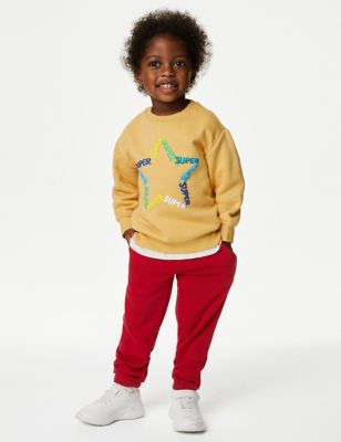 M&S Boy's Cotton Rich Superstar Slogan Sweatshirt (2-8 Yrs) - 4-5 Y - Yellow, Yellow