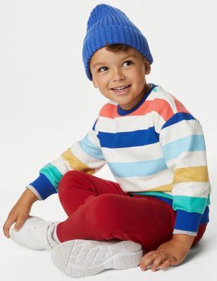 M&S Boys Cotton Rich Striped Sweatshirt (2-8 Yrs) - 2-3 Y - Multi, Multi