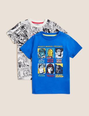 

Boys M&S Collection 2pk Pure Cotton Marvel™ T-Shirts (2-7 Yrs) - Multi, Multi