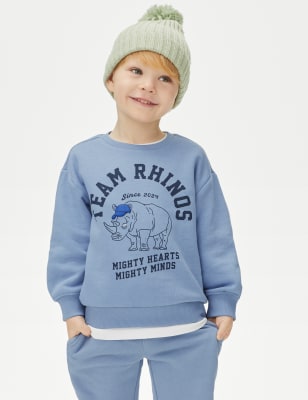 

Boys Cotton Rich Rhino Sweatshirt (2-8 Yrs) - Blue Mix, Blue Mix