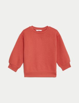 M&S Boy's Cotton Rich Plain Sweatshirt (2-8 Yrs) - 3-4 Y - Red, Red