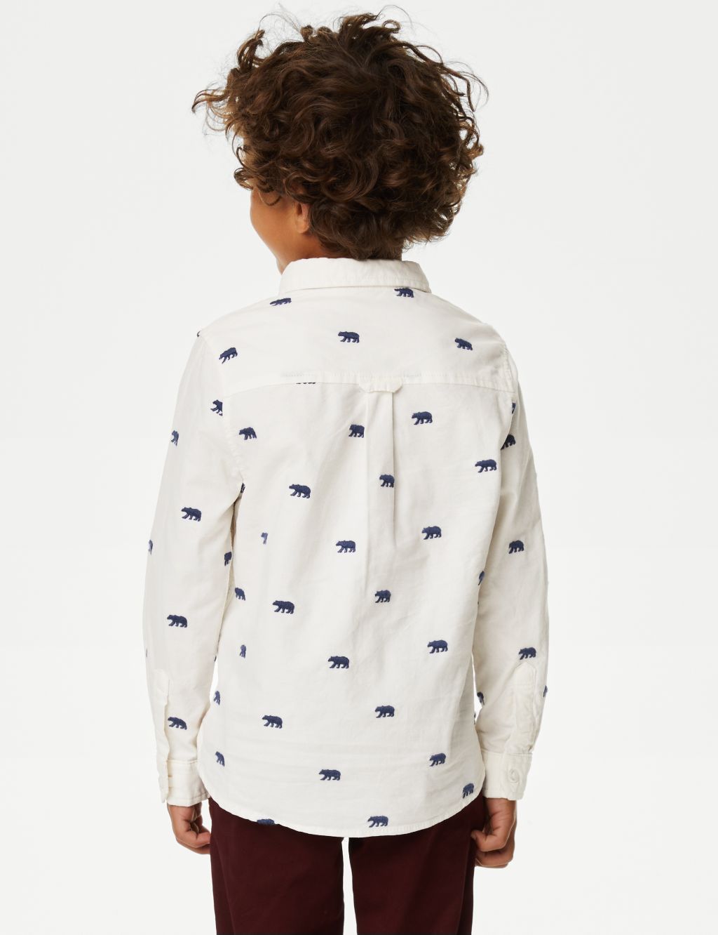 Pure Cotton Bear Embroidered Oxford Shirt (2-8 Yrs) image 4