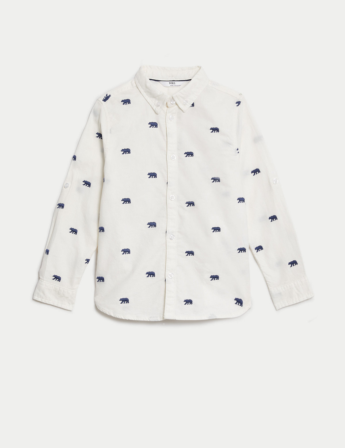 Pure Cotton Bear Embroidered Oxford Shirt (2-8 Yrs)