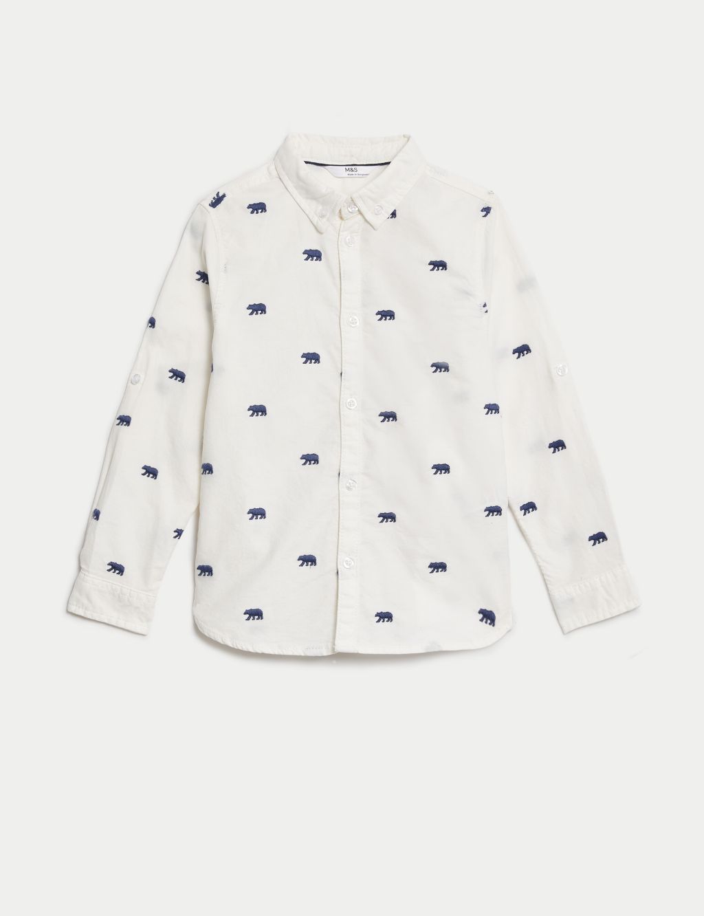 Pure Cotton Bear Embroidered Oxford Shirt (2-8 Yrs) image 2
