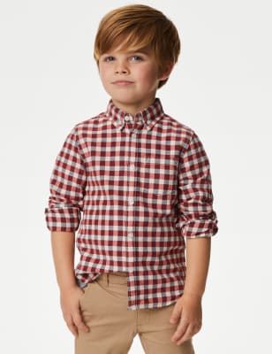 

Boys M&S Collection Pure Cotton Checked Shirt (2-8 Yrs) - Red Mix, Red Mix