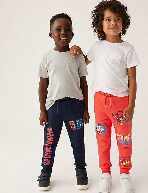 Marks And Spencer Boys M&S Collection 2pk Cotton Rich Spider-Man Joggers (2-7 Yrs) - Multi, Multi