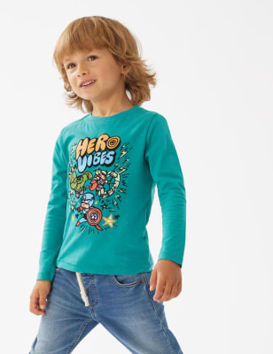 

Boys M&S Collection Pure Cotton Marvel™ Top (2-7 Yrs) - Jade, Jade