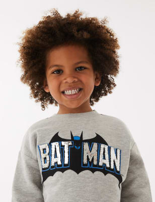 

M&S Collection Sudadera de algodón de lentejuelas de Batman™ (2-7 años) - Grey Marl, Grey Marl