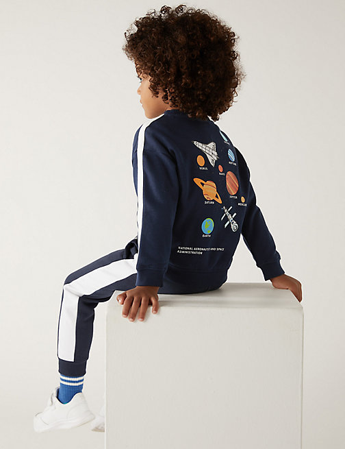 Marks And Spencer Boys M&S Collection Cotton Rich NASA Sweatshirt (2-7 Yrs) - Navy