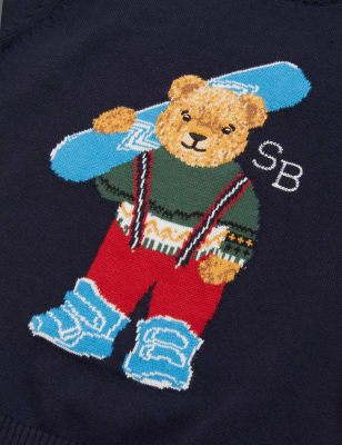 

M&S Collection Pullover aus reiner Baumwolle „Spencer Bear“ (2-7 J.) - Navy, Navy