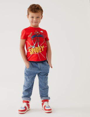 

M&S Collection Oberteil aus reiner Baumwolle mit Spider-Man™-Motiv (2-8 J.) - Red, Red