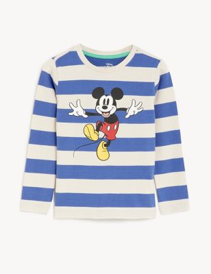 Cotton Rich Mickey Mouse™ Striped Top (2-7 Yrs)