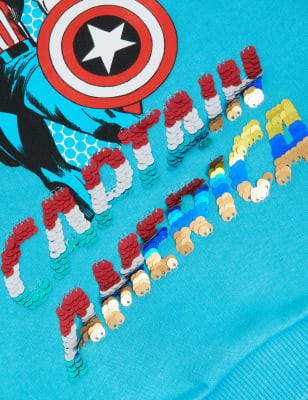 

M&S Collection Sweatshirt mit hohem Baumwollanteil und Captain America™-Motiv (2-8 J.) - Blue, Blue