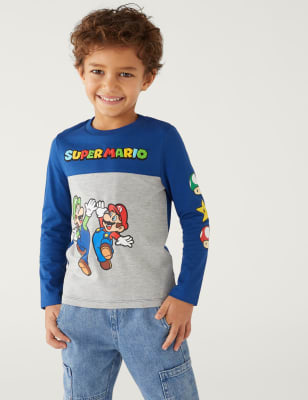 

Boys M&S Collection Pure Cotton Super Mario™ Top (2-8 Yrs) - Blue Mix, Blue Mix