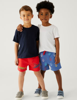 

M&S Collection Pack de 2 pantalones cortos de algodón de Spider-Man™ (2-8 años) - Red Mix, Red Mix