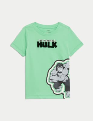

Boys M&S Collection Pure Cotton Hulk™ T-Shirt (2-8 Yrs) - Green, Green
