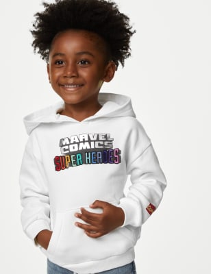 

Boys,Unisex,Girls M&S Collection Cotton Rich Marvel™ Hoodie (2-8 Yrs) - White, White