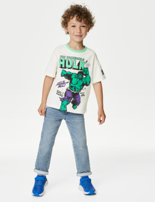 

M&S Collection T-Shirt aus reiner Baumwolle mit Marvel™ Hulk-Motiv (2-8 Jahre) - White Mix, White Mix