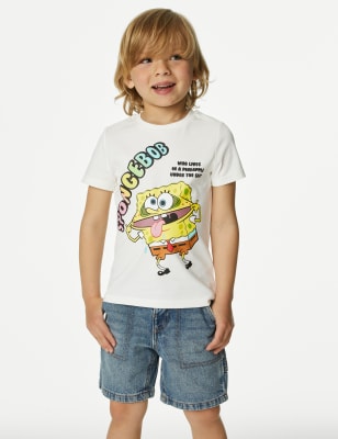 

M&S Collection Camiseta 100% algodón con estampado de Bob Esponja (2-8 años) - White Mix, White Mix