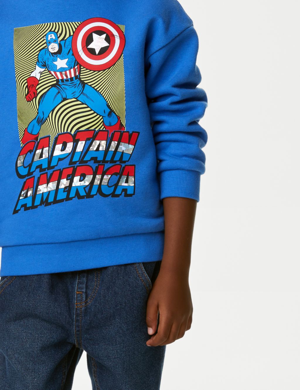 Cotton Rich Captain America™ Sweatshirt (2-8 Yrs) image 3