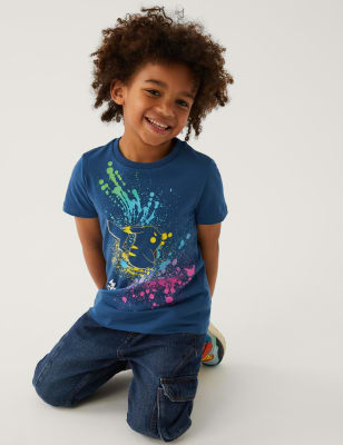 

Boys M&S Collection Pure Cotton Pokémon™ T-Shirt (3-8 Yrs) - Blue Mix, Blue Mix