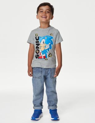 

Boys M&S Collection Pure Cotton Sonic The Hedgehog™ T-Shirt (2-8 Yrs) - Grey Mix, Grey Mix