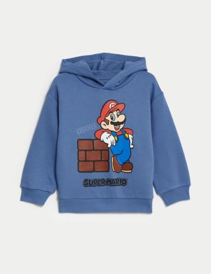 

Boys,Unisex,Girls M&S Collection Cotton Rich Super Mario™ Hoodie (2-8 Yrs) - Blue, Blue