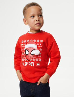 

M&S Collection Sudadera de algodón navideña de Spider-Man™ (2-8 años) - Red, Red