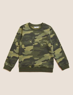 M&S Boys Organic Cotton Camouflage Sweatshirt (2-7 Yrs)