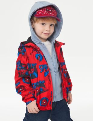 M&S Boys Spider-Mantm Hooded Windbreaker (2-8 Yrs) - 3-4 Y - Red Mix, Red Mix