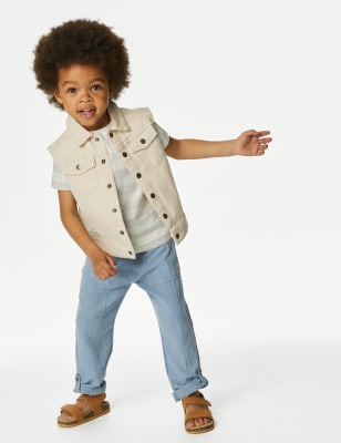 Pure Cotton Sleeveless Denim Jacket (2-8 Yrs)