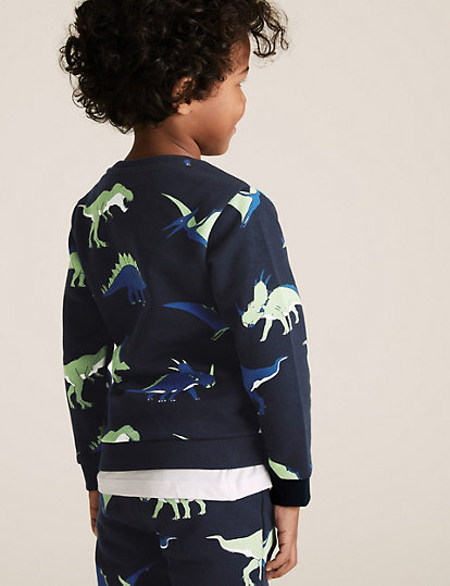 Organic Cotton Neon Dinosaur Sweatshirt (2-7 Yrs)