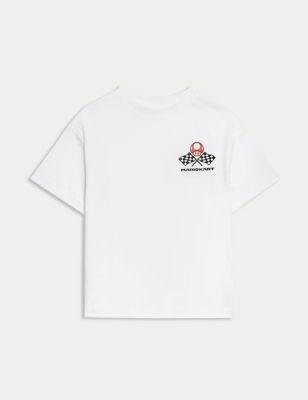 M&S Pure Cotton Mario Kart T-Shirt (2-8 Yrs) - 3-4 Y - White, White