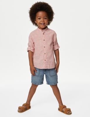 

Boys M&S Collection Pure Cotton Striped Shirt (2-8 Yrs) - Red Mix, Red Mix